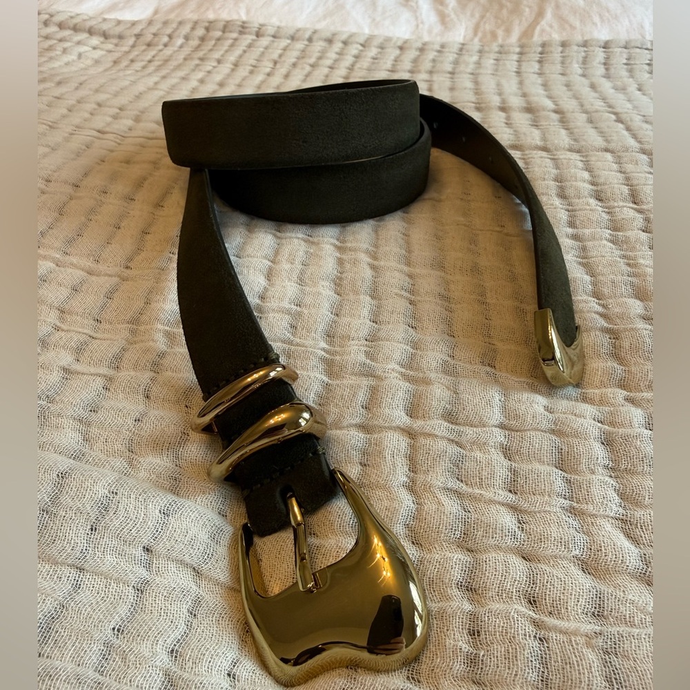 Madewell Olive Green Suede Leather Belt